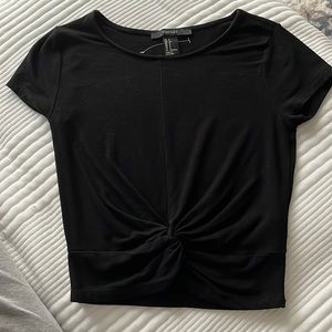 Black twist front crop top